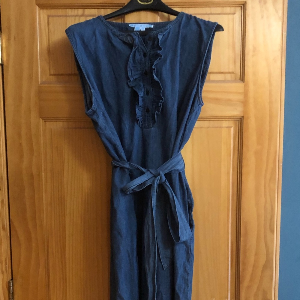 Draper James sleeveless chambray shirt dress